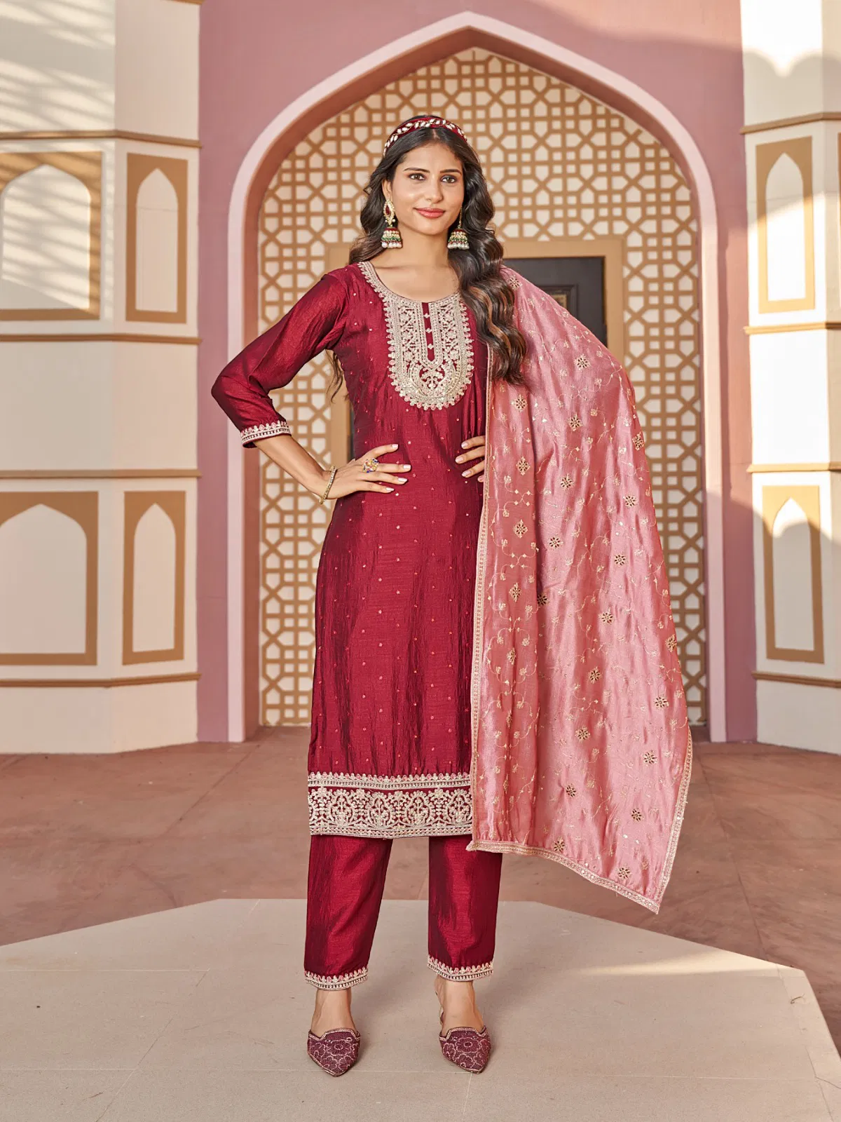 Reva By Aanchi Vichitra Silk Kurti With Bottom Dupatta Suppliers In India
